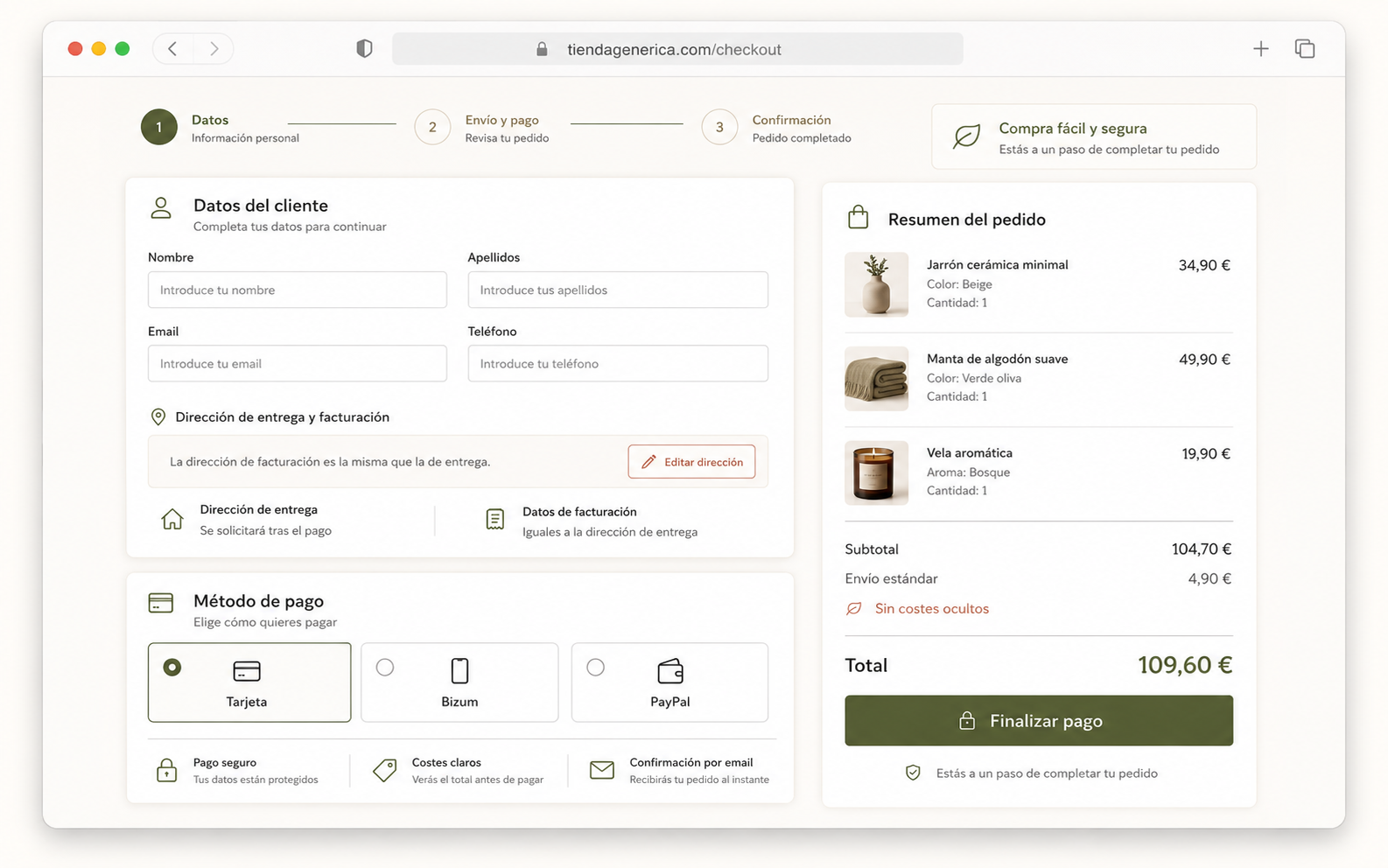 Checkout y pagos: preview de mejora de checkout y métodos de pago