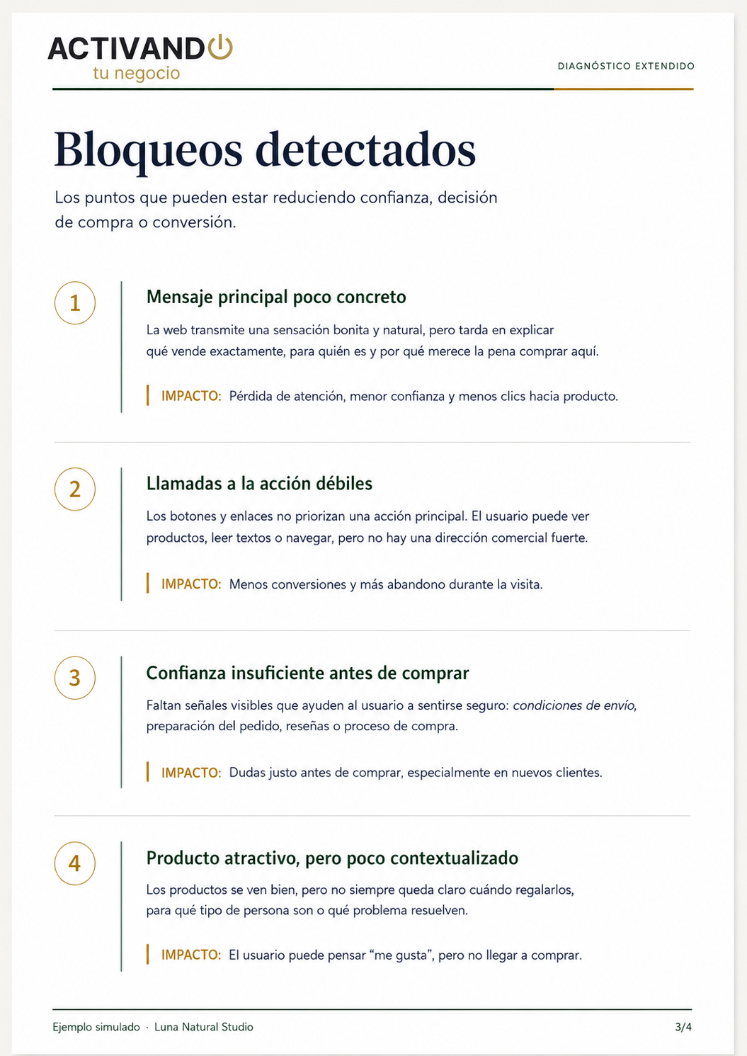 Vista previa de bloqueos detectados en el diagnóstico extendido