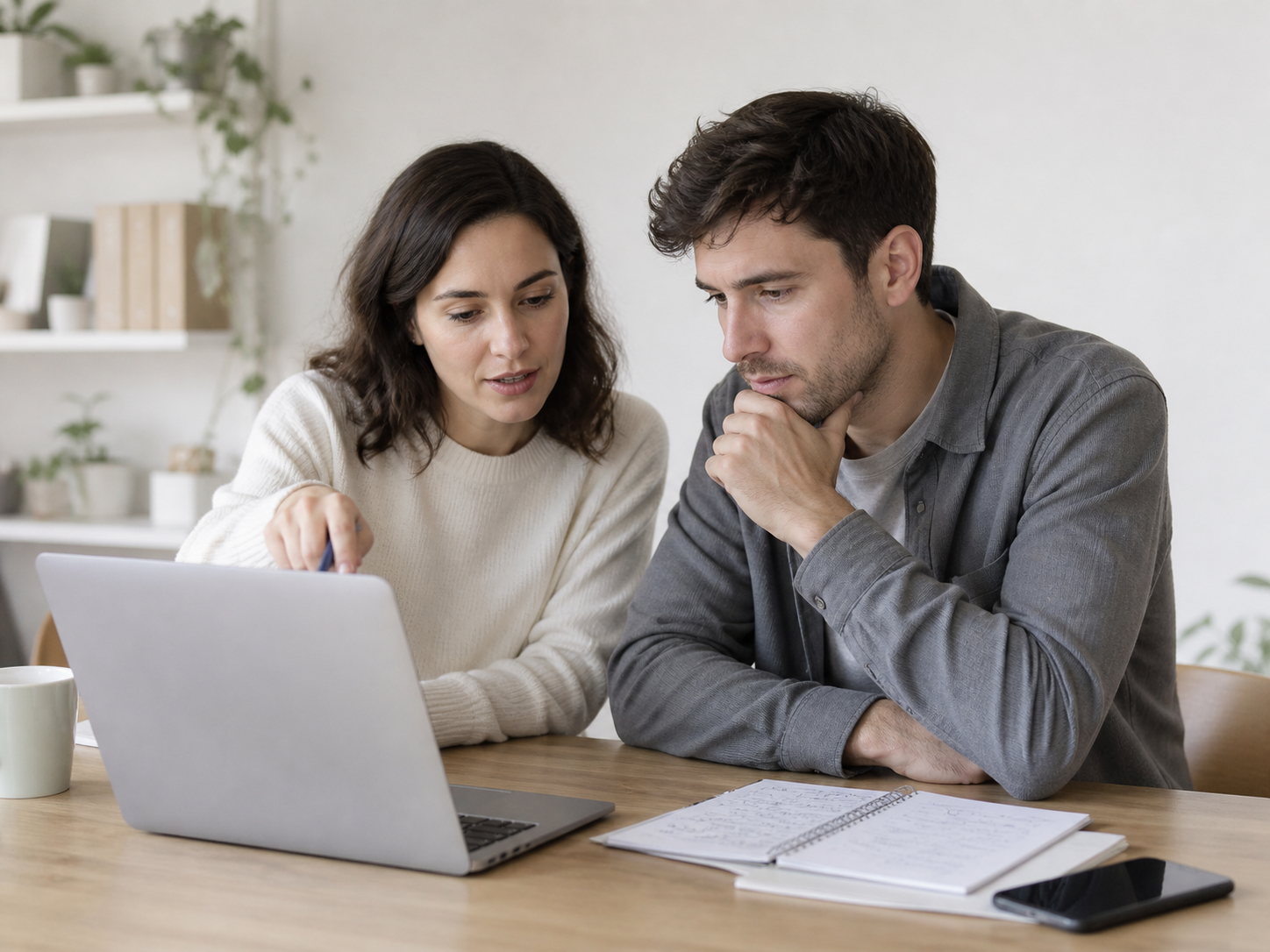 Dos personas revisando juntos una web para entender qué mejorar primero.